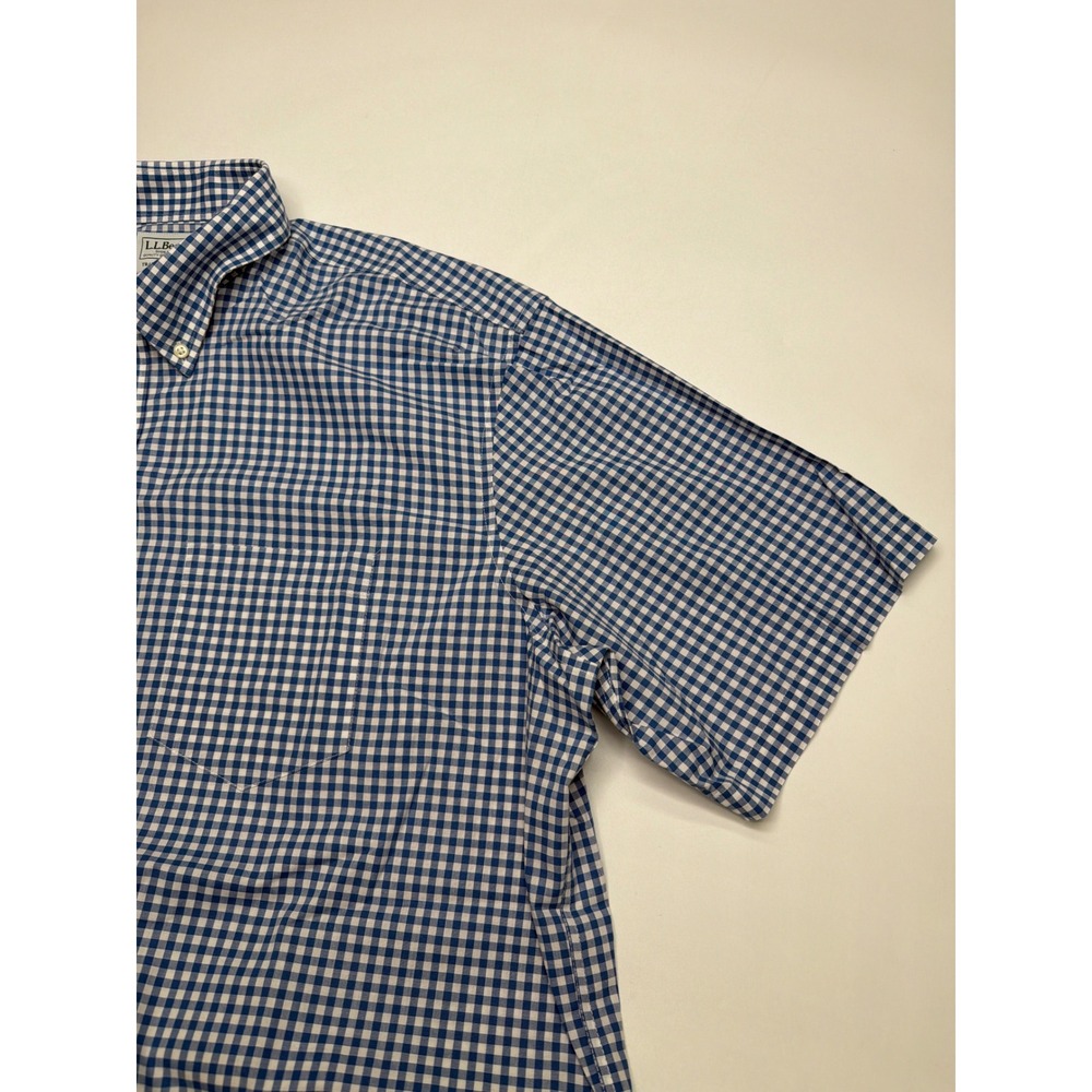 LL Bean Mens Traditional Fit Gingham Button Down Shirt‎ Blue White XL REG - Picture 7 of 10